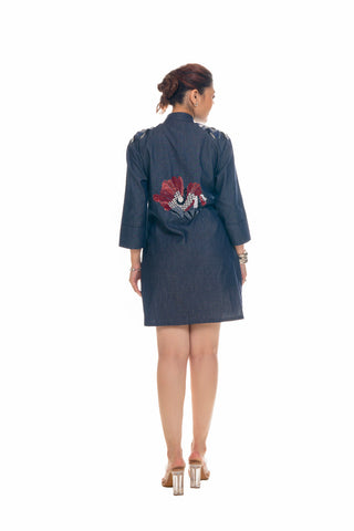 Denim Hand Embroidery Dress