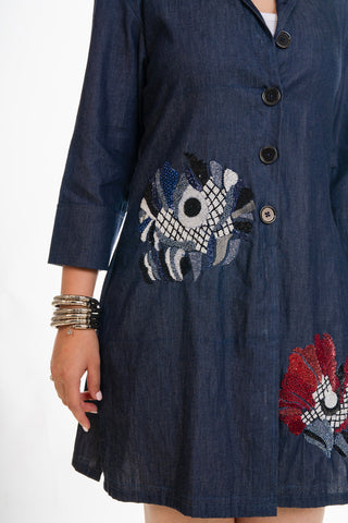 Denim Hand Embroidery Dress