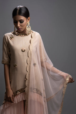 Quaysa Chiffon Garara Paired With High Low Kurta