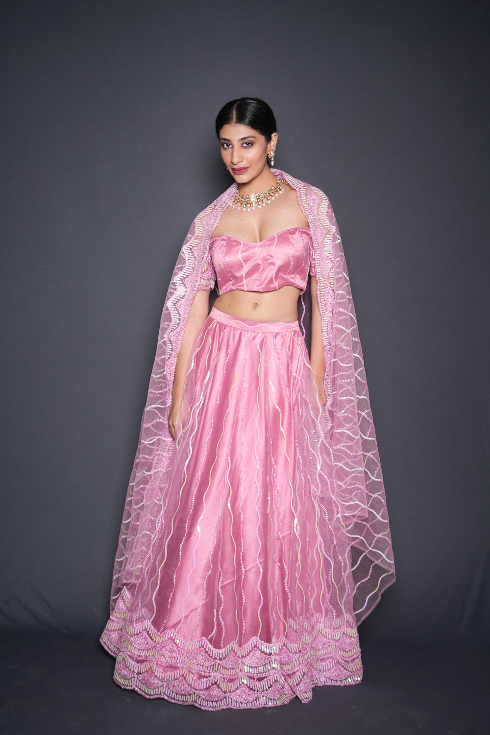 Pink Embellished Lehenga Set