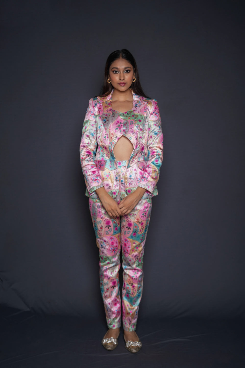 Three Piece Print Pant Suit Set