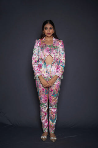 Three Piece Print Pant Suit Set