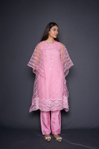 Pink Embellished Kaftan Pant Set