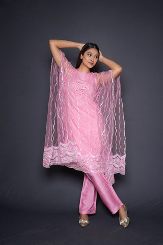 Pink Embellished Kaftan Pant Set