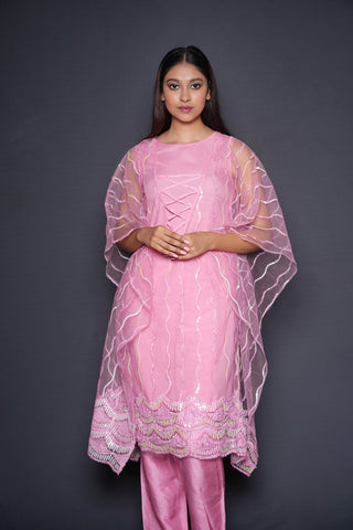 Pink Embellished Kaftan Pant Set