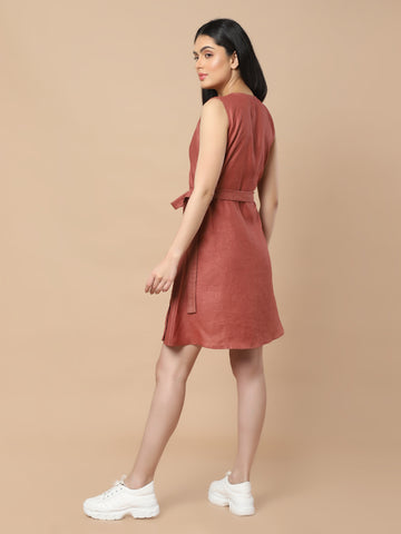 Sleeveless Hemp Wrap Dress