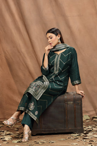 Bottle Green Kurta set