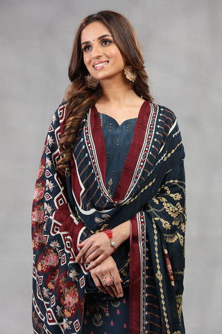 Dark Blue & Maroon Kurta set