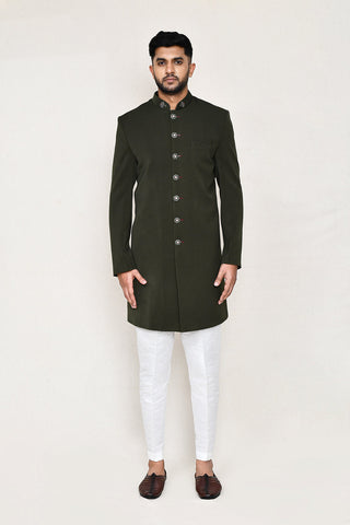 Green Indowestern with Straight Fit Pant