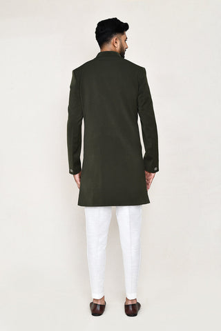 Green Indowestern with Straight Fit Pant