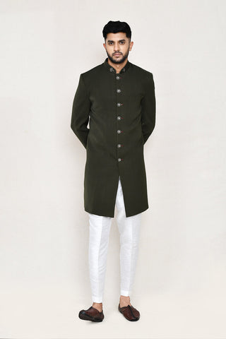 Green Indowestern with Straight Fit Pant