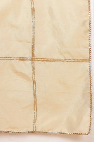 Lite Beige Silk Kurta Set With Gota Work