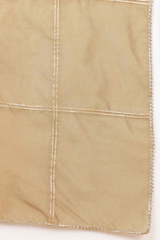 Dark Beige Silk Kurta Set With Gota Work