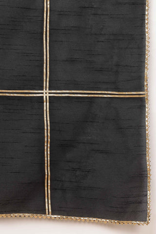 Black Silk Kurta Set With Gota Work
