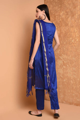 Royal Blue Silk Kurta Set