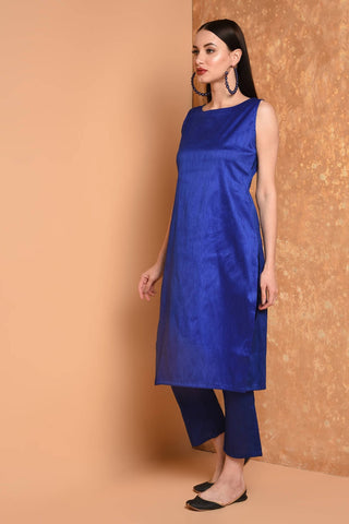 Royal Blue Silk Kurta Set