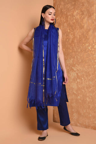 Royal Blue Silk Kurta Set