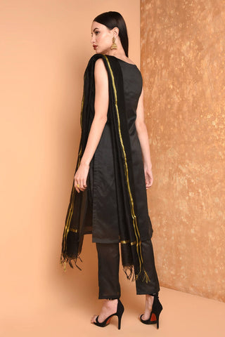 Black Silk Kurta Set