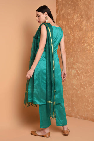 Teal Green Silk Kurta Set