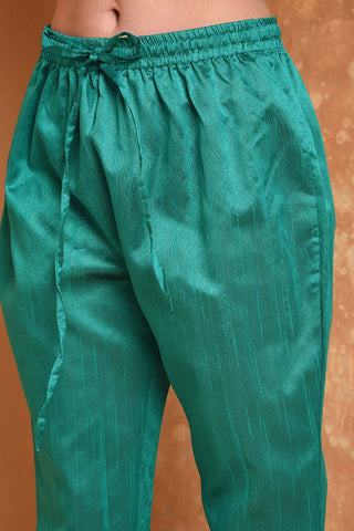 Teal Green Silk Kurta Set