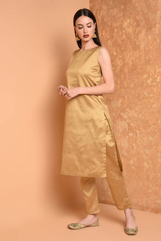 Beige Silk Kurta Set