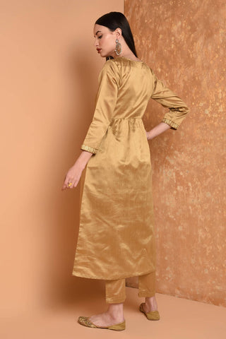 Beige Embroidered Kurta Set