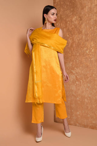 Yellow Silk Kurta Set