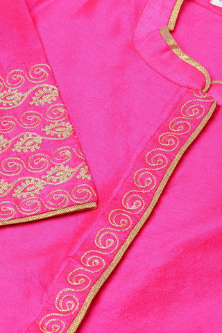 Pink Silk Kurta Set With Embroidery