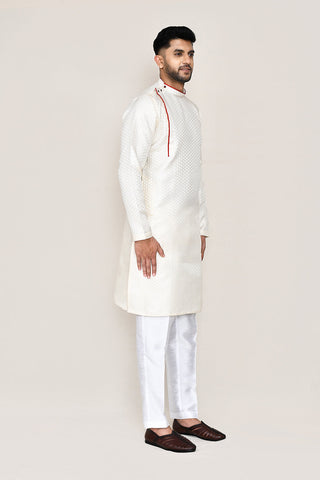 Cream Kurta with Straight Fit Pant