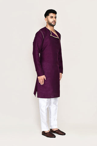 Purple Kurta with Straight Fit Pant