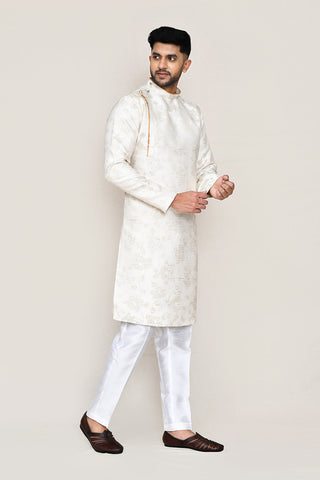 Cream Kurta with Straight Fit Pant