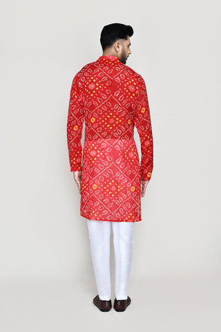 Red Kurta with Straight Fit Pant