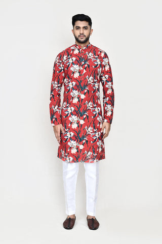 Maroon Kurta with Straight Fit Pant