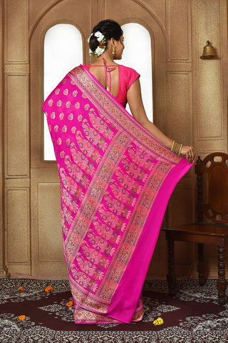 Pink Banarasi Silk Saree