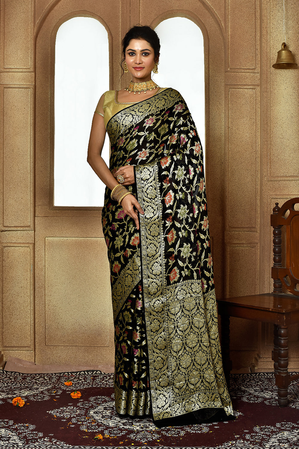 Black Banarasi Silk Saree