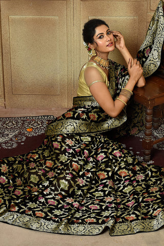 Black Banarasi Silk Saree