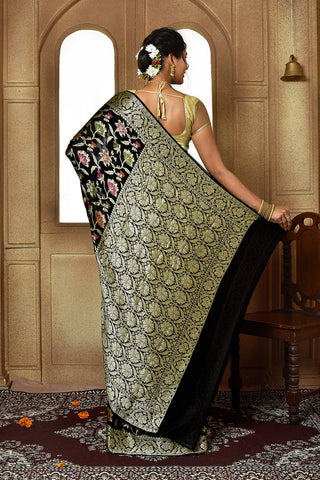 Black Banarasi Silk Saree