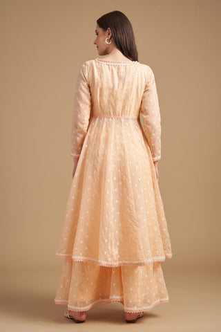 Ivory Thread Short Anarkali With Palazzo