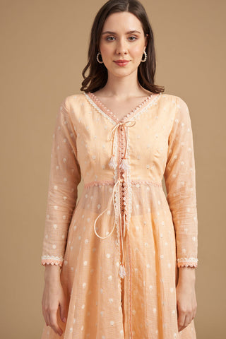 Ivory Thread Short Anarkali With Palazzo