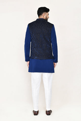 Blue Indowestern with Straight Fit Pant