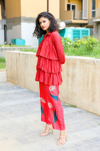 Ruffle Coord Set - Red