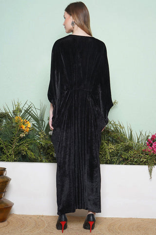 Black And Maroon Hand Embellished Gown