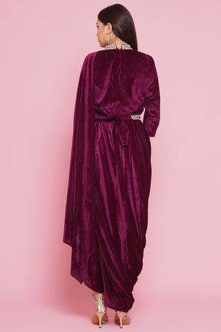 Wine Drape Kurta and Pant