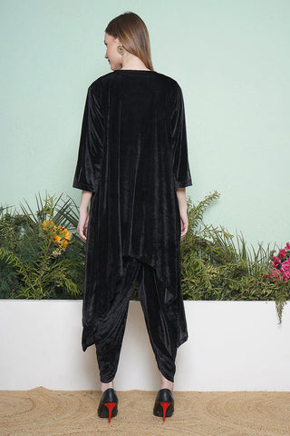Black Dhoti Salwaar with Inner and  Hand Embellished Jacket