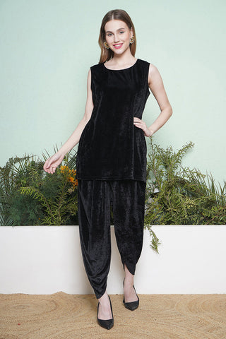 Black Dhoti Salwaar with Inner and  Hand Embellished Jacket