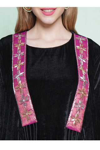 Black Dhoti Salwaar with Inner and  Hand Embellished Jacket