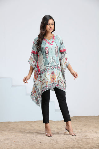 Sky Blue & White Kaftan