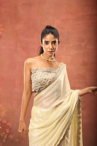 Pearled Ivory Studded Saree