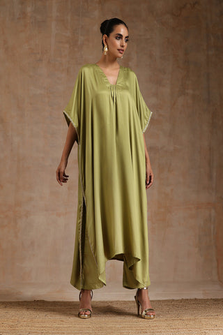 Light Green Modal Satin Kaftan Kurta Set