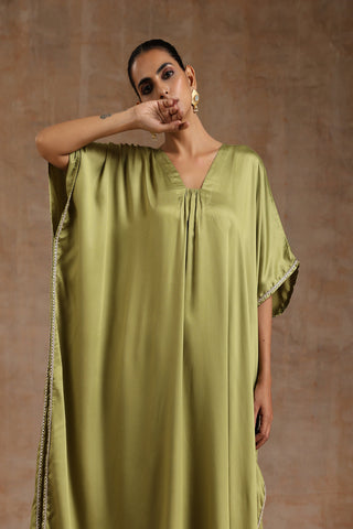 Light Green Modal Satin Kaftan Kurta Set